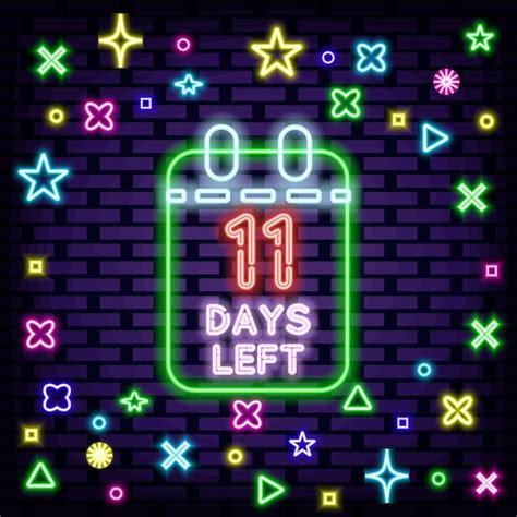 Premium Vector 11 Days Left Neon Signboards On Brick Wall Background