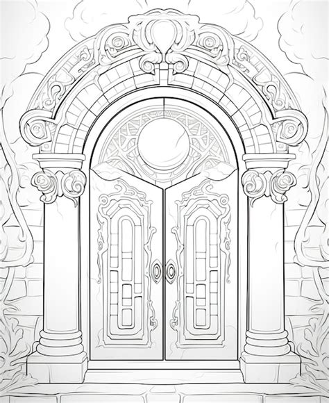 Dibujo para colorear para niños puerta del cielo Foto Premium