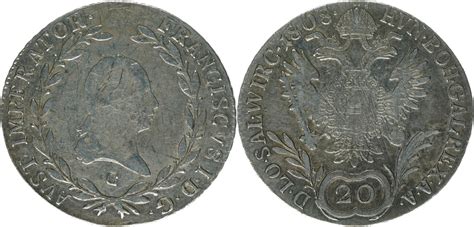 Österreich Kaisertum 20 Kreuzer 1808 C Franz I VF MA Shops