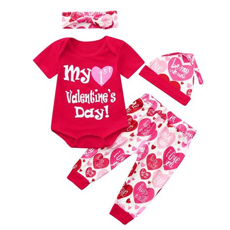 My 1ST Valentine Day Newborn Baby Boy Girl Outfits Cotton Baby ...