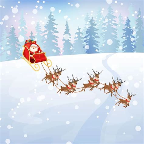 Santa Claus Rides Reindeer Sleigh Stock Vector Image By ©nordfox 56527189