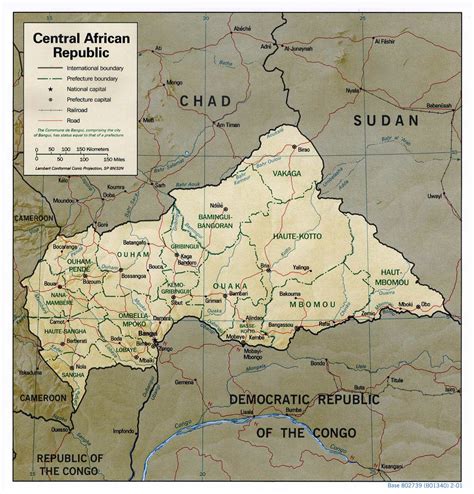 Detailed Relief And Political Map Of Central African Republic Central