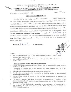 Fillable Online It Delhigovt Nic Form H Form For Issuing Fire Safety