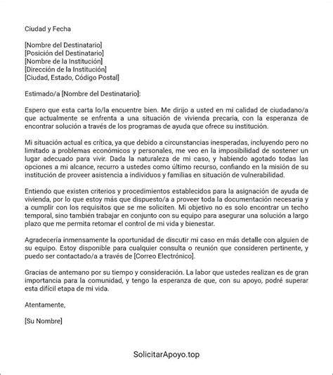 Gu A Para Redactar Una Carta Para Solicitar Ayuda De Vivienda