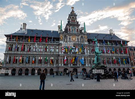 A Beautiful Shot Of The Antwerp City Hall Historical Flemish Facade