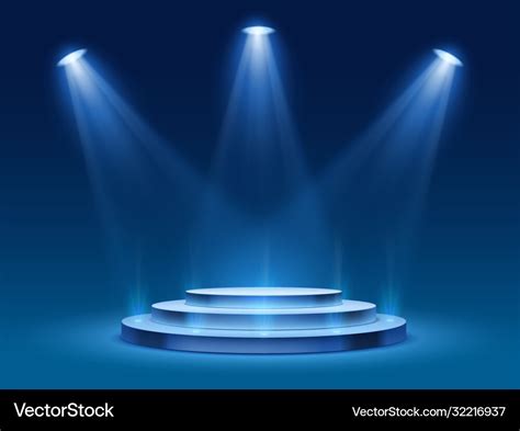 Scene Podium With Blue Light Stage Platform Vector Image