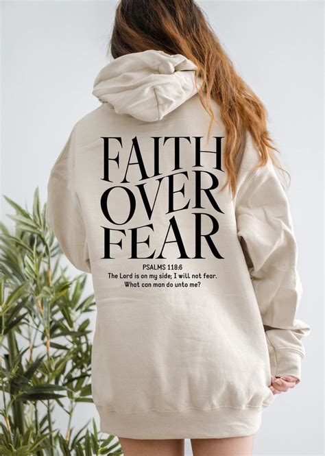 Faith Over Fear Christian Hoodie Bible Verse Hoodie Jesus Lover Hoodie Aesthetic Christian