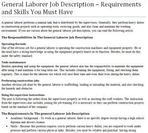 General Laborer Job Description – Requirements and Skills You Must Have ...