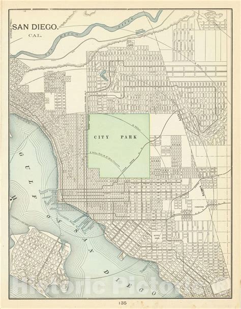 Historic Map San Diego California 1902 George F Cram V1 Vintage