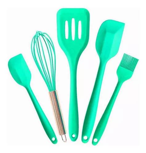 Espumadera Conjunto Utensílios Silicone Vermelho Fcen 31 color verde