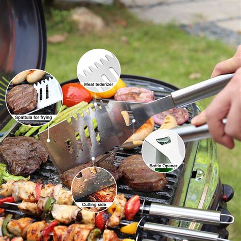 Bbq Grill Tool Set Image Pieces Large Heavy Duty Stainless Steel