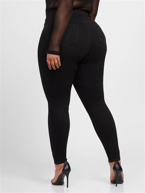 Plus Size Black Curvy Skinny Jeans Tall Inseam Fashion To Figure