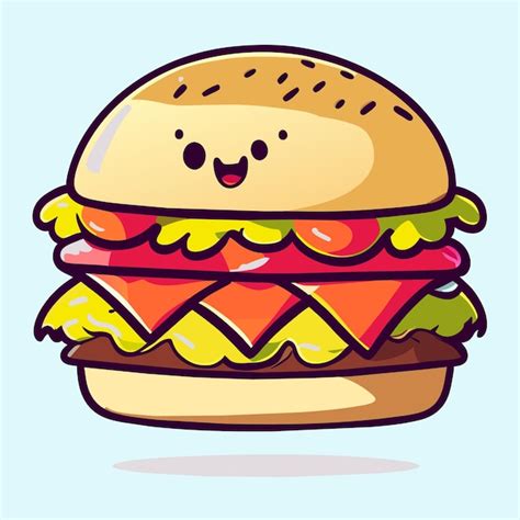 Hamburguesa Dibujada A Mano Plana Con Estilo Adhesivo De Dibujos