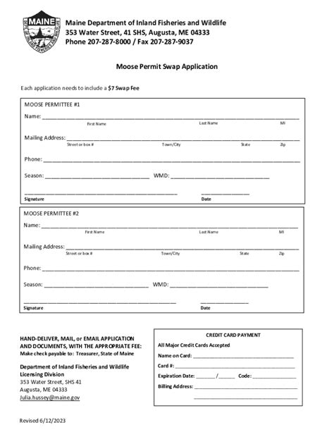 Fillable Online Moose Permit Swap Application Fax Email Print Pdffiller