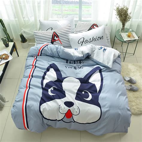 yeeKin Cartoon dog kids home bedding sets queen twin size cool dog cute ...