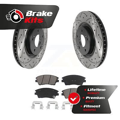 Front Drilled Slot Disc Brake Rotor Ceramic Pad Kit For Kia