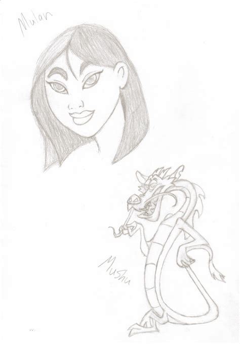 Mulan And Mushu Sketch By Warriormaid15 On Deviantart