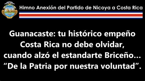 Himno Anexi N Del Partido De Nicoya A Costa Rica Himno De Guanacaste