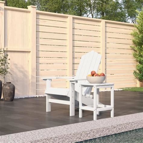 Qut Chaise De Jardin Adirondack Avec Table Pehd Blanc