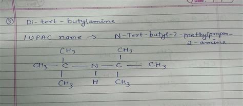 Give The Structure And Iupac Name Of Di Tert Butylamine