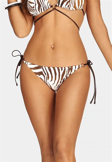 Wi Zane Majtki Od Bikini Z Ozdobnym Marszczonym Ty Em W Safari Print