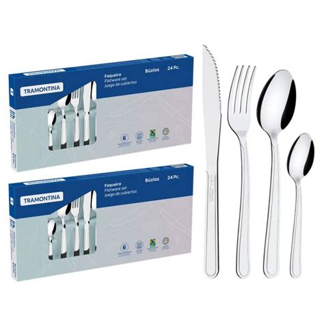 Kit 48 Peças Faqueiro Tramontina Búzios Talheres Em Aço Inox Leroy Merlin