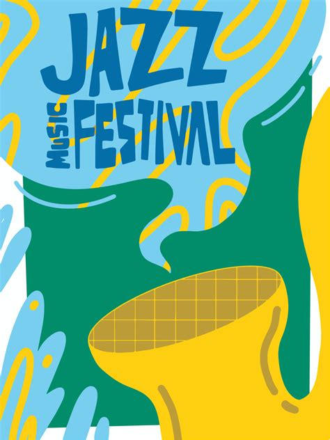 Jazz Music Festival Cover Poster Concept Man Play Instrument Vector