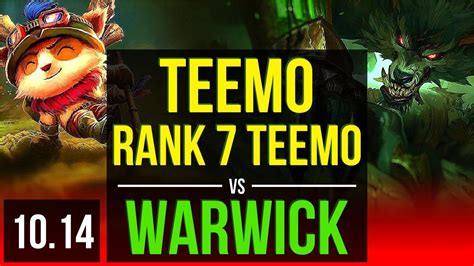 Teemo Vs Warwick Top Rank 7 Teemo 1 0m Mastery Points 800 Games