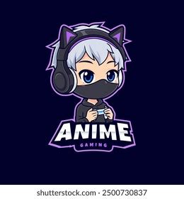 Chibi Anime Gamer Boy Icon Esport Stock Vector Royalty Free