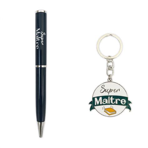 Coffret stylo et porte clé Super Maître Cadeau Maître école Cadodes