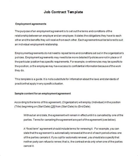 Temporary Employment Contract Template Free Download Printable Word