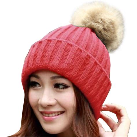 Hat Benny Beanie Cap Unisex Women Knit Ski Hats Pom Pom Bennie Mens ...