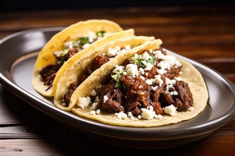 Premium Ai Image Grilled Beef Taco With Refried Beans And Queso Fresco