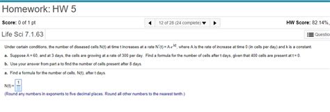 Solved Homework HW 5 Score 0 Of 1 Pt Life Sci 7 1 63 12 Of Chegg