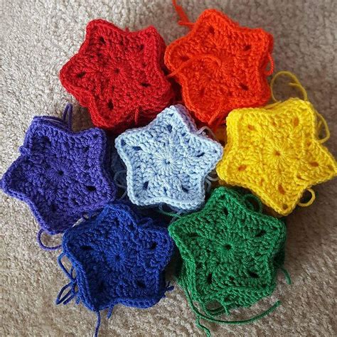 Rainbow Of Stars Blanket Pattern By Three Loops On The Hook Star Blanket Yarn Crafts Crochet