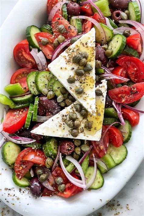 Traditional Greek Horiatiki Salad Ready In 10 Minutes Foodiecrush