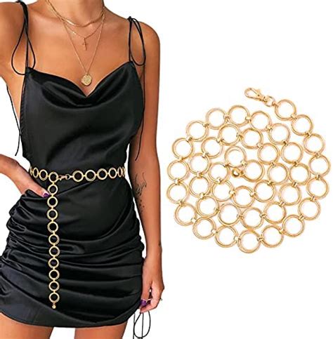 Lamdgbway Rhinestone Chain Belt Crystal Waist Dress Belt For Women