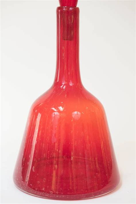 Large Red Blenko Glass Decanter With Stopper Circa 1965 At 1stdibs Blenko Decanter