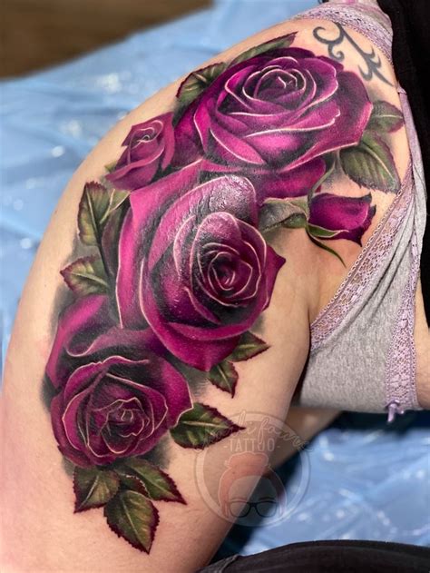 Realistic Purple Roses Cover Up Tattoo Purple Tattoos Purple Rose