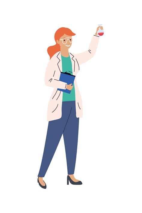 Female Scientist With Clipboard Vector Art At Vecteezy