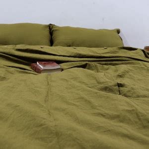 Olive Green Linen Duvet Cover Duvet Cover With Buttons - Etsy