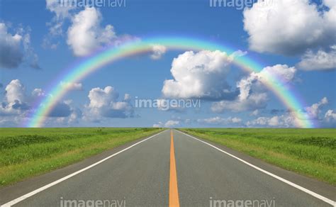 【草原の直線道路と雲と虹】の画像素材 41048978 写真素材ならイメージナビ