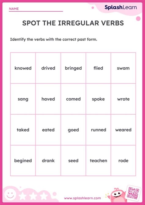 Spot The Correct Past Tense Verbs — Printable Ela Worksheet