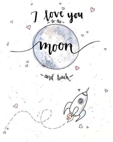 I Love You To The Moon And Back Handlettered Doodle Digital Download