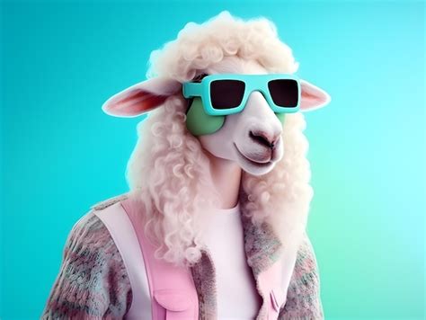 Premium Ai Image Fashionable Sheep With Sunglasses Ai Generated