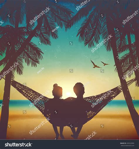 Couple In Love At The Beach On Hammock Inspiration For Wedding Date