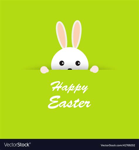 Happy Easter Greeting Card With Hiding Bunny Vector Image