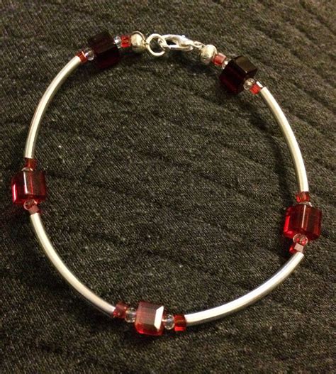 Unisex Tibetan Silver Cube And Curved Tube Beaded Bracelet By