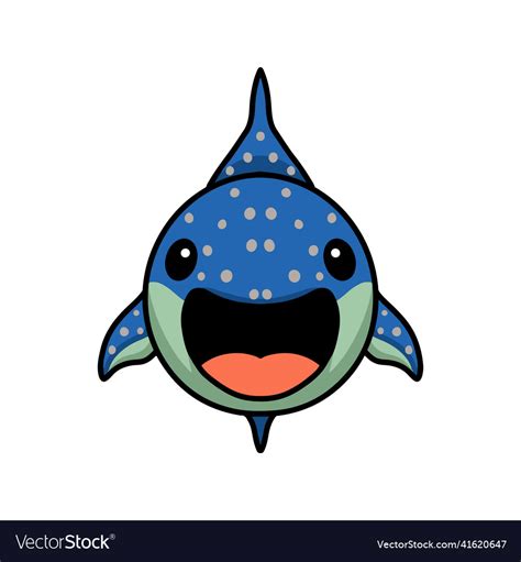 Cute whale shark cartoon swimming Royalty Free Vector Image