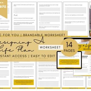 Done For You Designing A Life Plan Brandable Worksheet Etsy